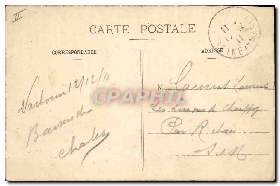 CPA Palais de justice Narbonne — Verso