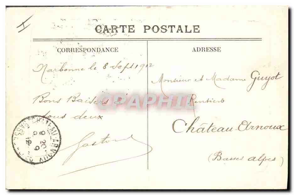 CPA Narbonne La Poste et le Palais de justice  — Verso