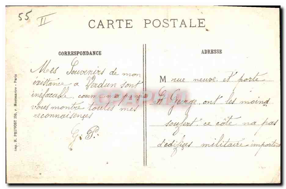Verdun (Meuse) — Les Ruines — Visé Paris 513 bis — Verso