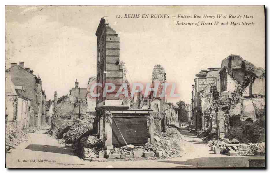 CPA Militaria Reims Entrees Rue Henry IV et Rue de Mars