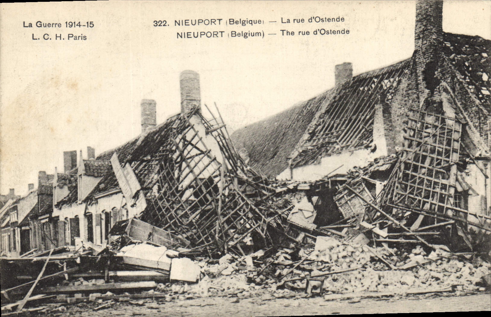 NIEUPORT (Belgique) — La rue d'Ostende — dévastation après la guerre — L. C. H. Paris n°322