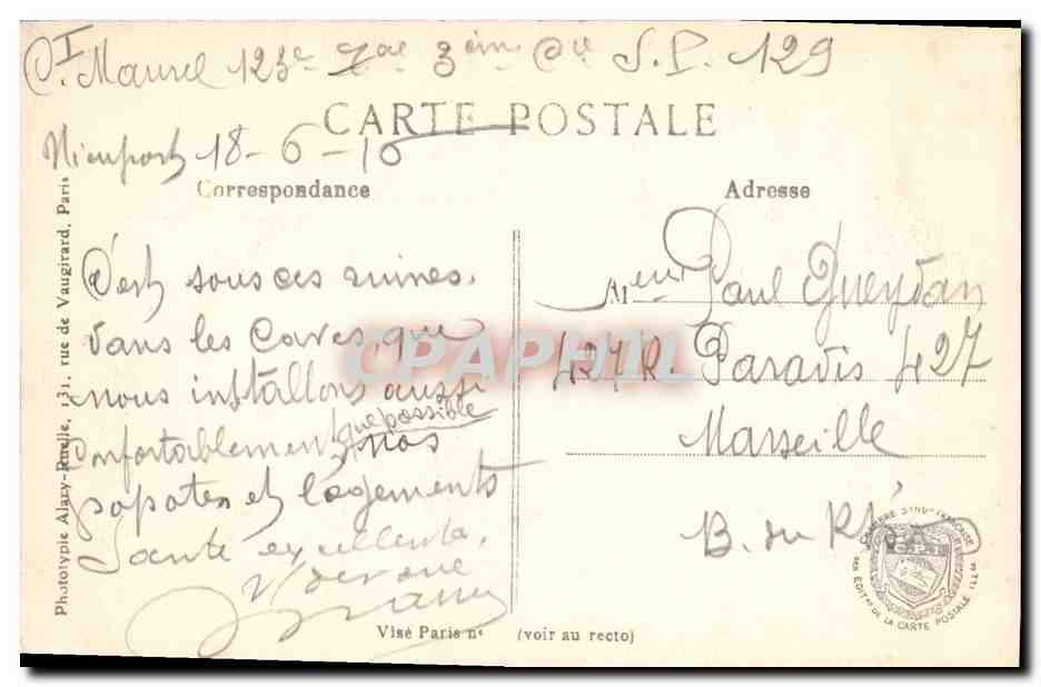 NIEUPORT (Belgique) — La rue d'Ostende — dévastation après la guerre — L. C. H. Paris n°322 — Rückseite