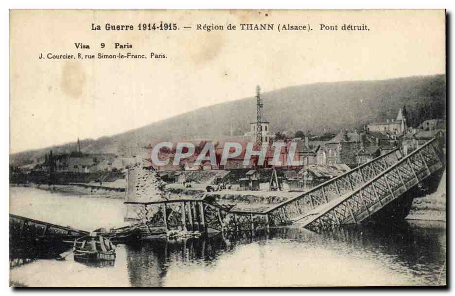 Région de Thann (Alsace) — Pont détruit — J. Courcier, 8 rue Simon-le-Franc, Paris