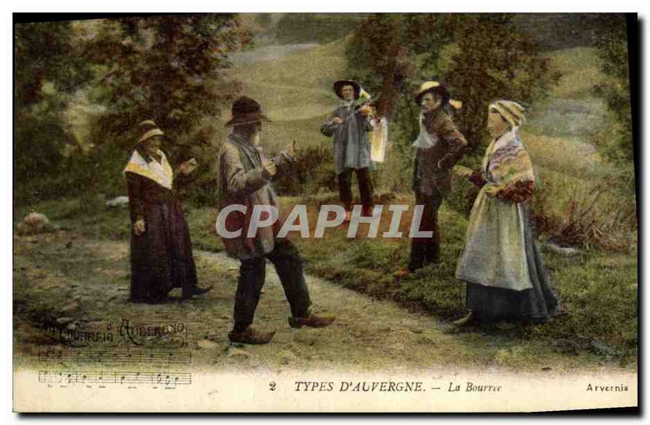 CPA Folklore Auvergne La bourree