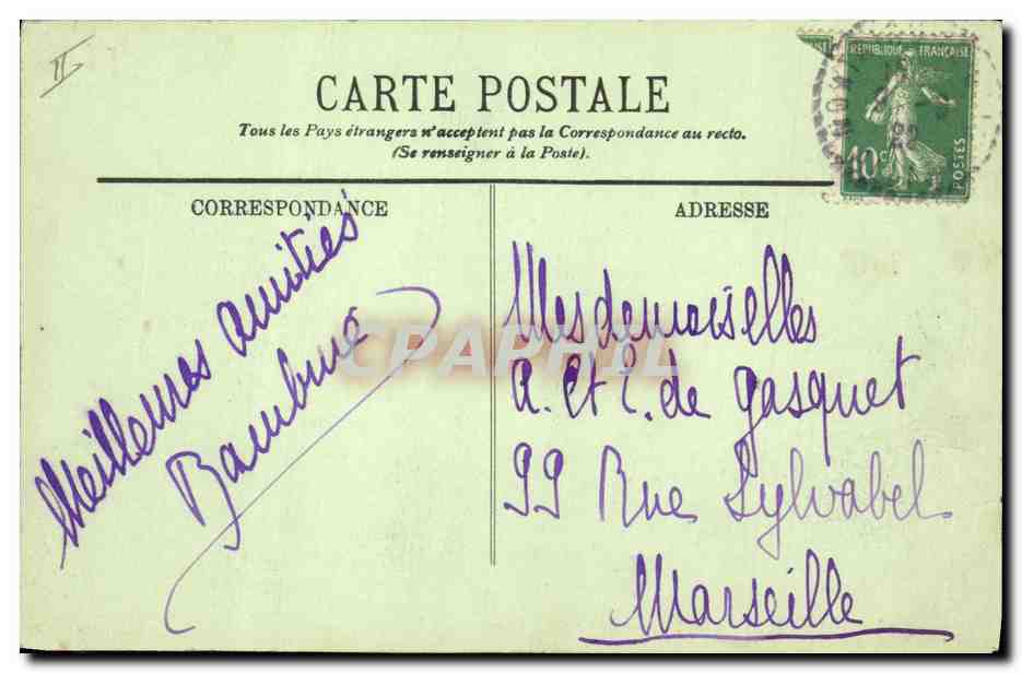 CPA Folklore Auvergne Entre deux danses — Verso