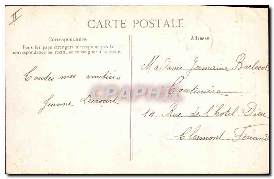 CPA Folklore Auvergne Enfants — Verso