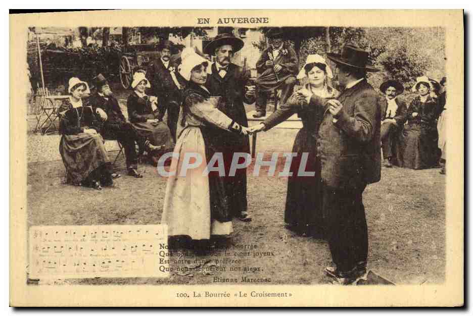 CPA Folklore Auvergne La bourree Le croisement