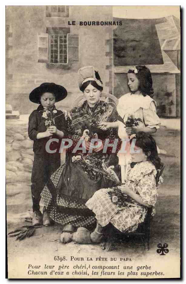 CPA Folklore Bourbonnais Pour la fete de Papa Enfants