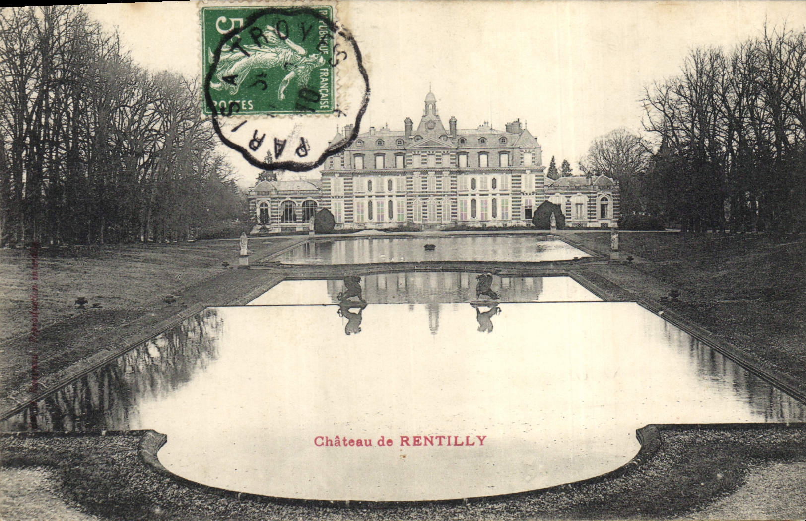 Château de Rentilly — vue du château et de ses jardins — éditeur non identifié, n° de série non visible
