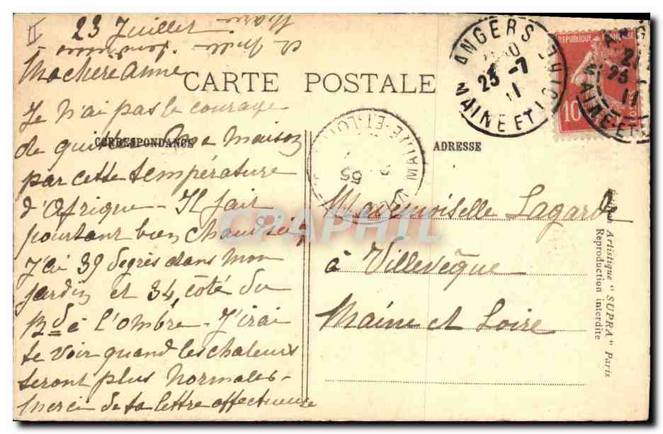 CPA Chateau de landifer Maine et Anjou — Rückseite