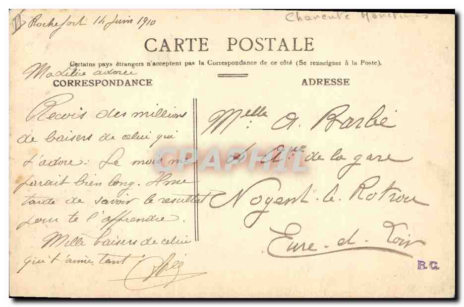 CPA Prefecture Maritime Rochefort sur Mer — Verso