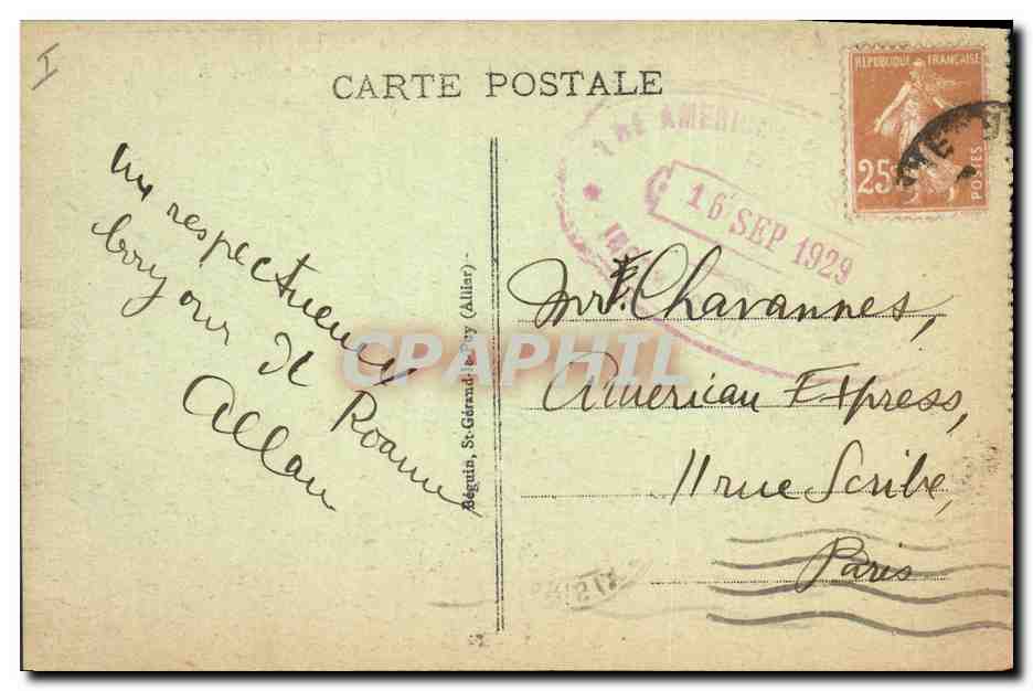 CPA Roanne La Sous Prefecture  — Verso
