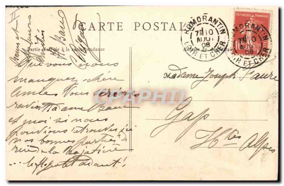 CPA Romoratin Hotel de la Sous Prefecture  — Verso