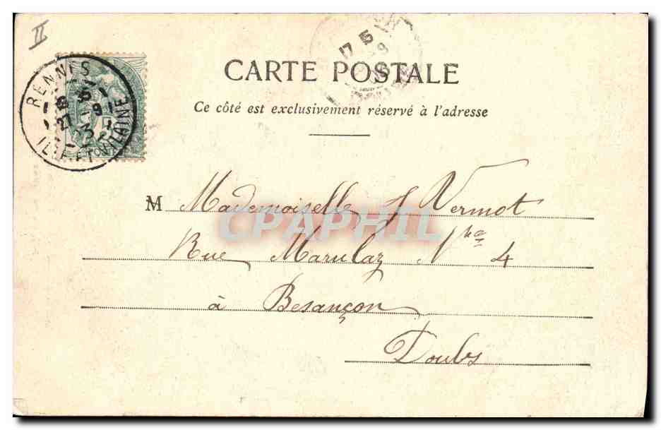 CPA Rennes Ancien Parlement de Bretagne Salle des Pas Perdus  — Rückseite