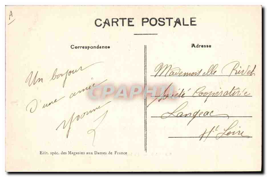 CPA Roanne La Sous Prefecture  — Verso