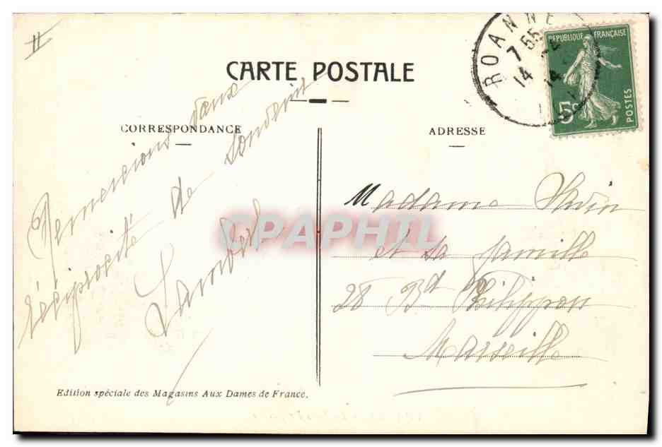 CPA Roanne La Sous Prefecture  — Verso