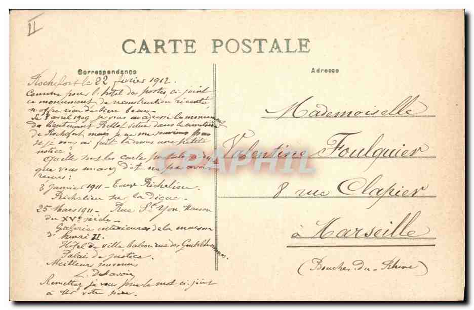 CPA Rochefort sur Mer La Sous Prefecture  — Verso