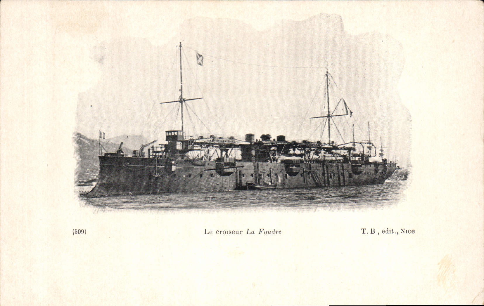 Le croiseur La Foudre — T.B., édit., Nice — n° de série (509)