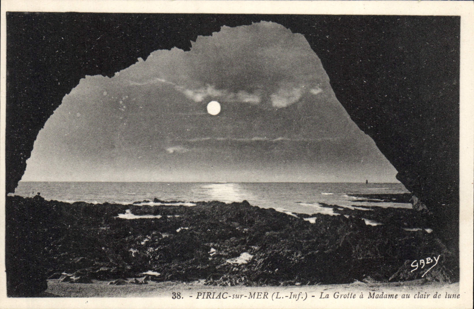 CPA Grotte Grottes Piriac sur Mer La grotte a Madame au clair de lune