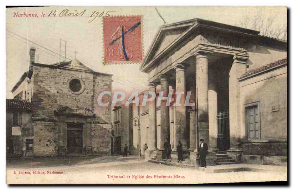 Narbonne — Tribunal et Église des Pénitents Bleus — L. Janson, éditeur, Narbonne