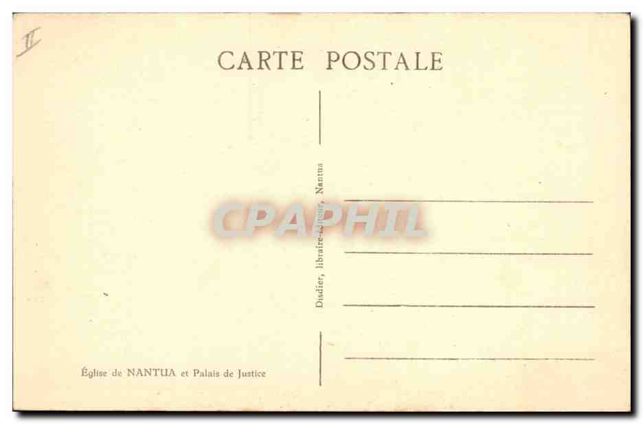 CPA Eglise de Nantua et Palais de Justice  — Verso