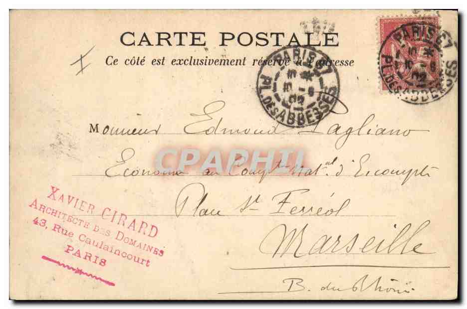 CPA Palais de Justice Paris — Verso