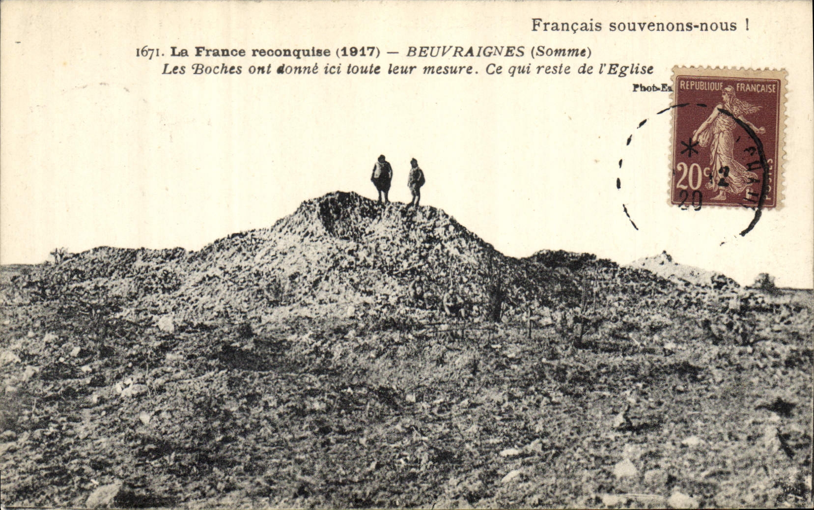 Beuvraignes (Somme) — Ruines de l'église après la bataille de 1917 — Photob-E