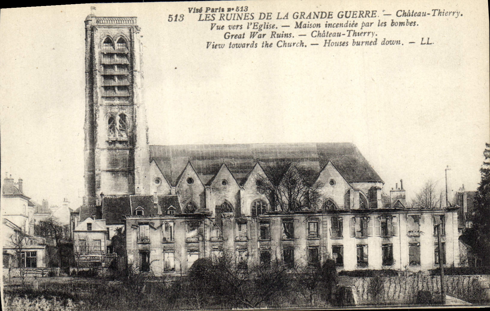 Château-Thierry — Ruines de l'église après la Grande Guerre — Visé Paris n°513