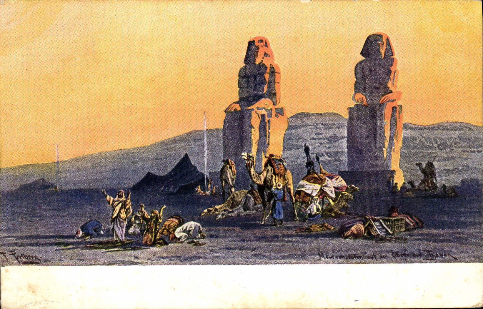 Les statues de Memnon à Louxor — illustration de F. Ferberga — série No. 8526