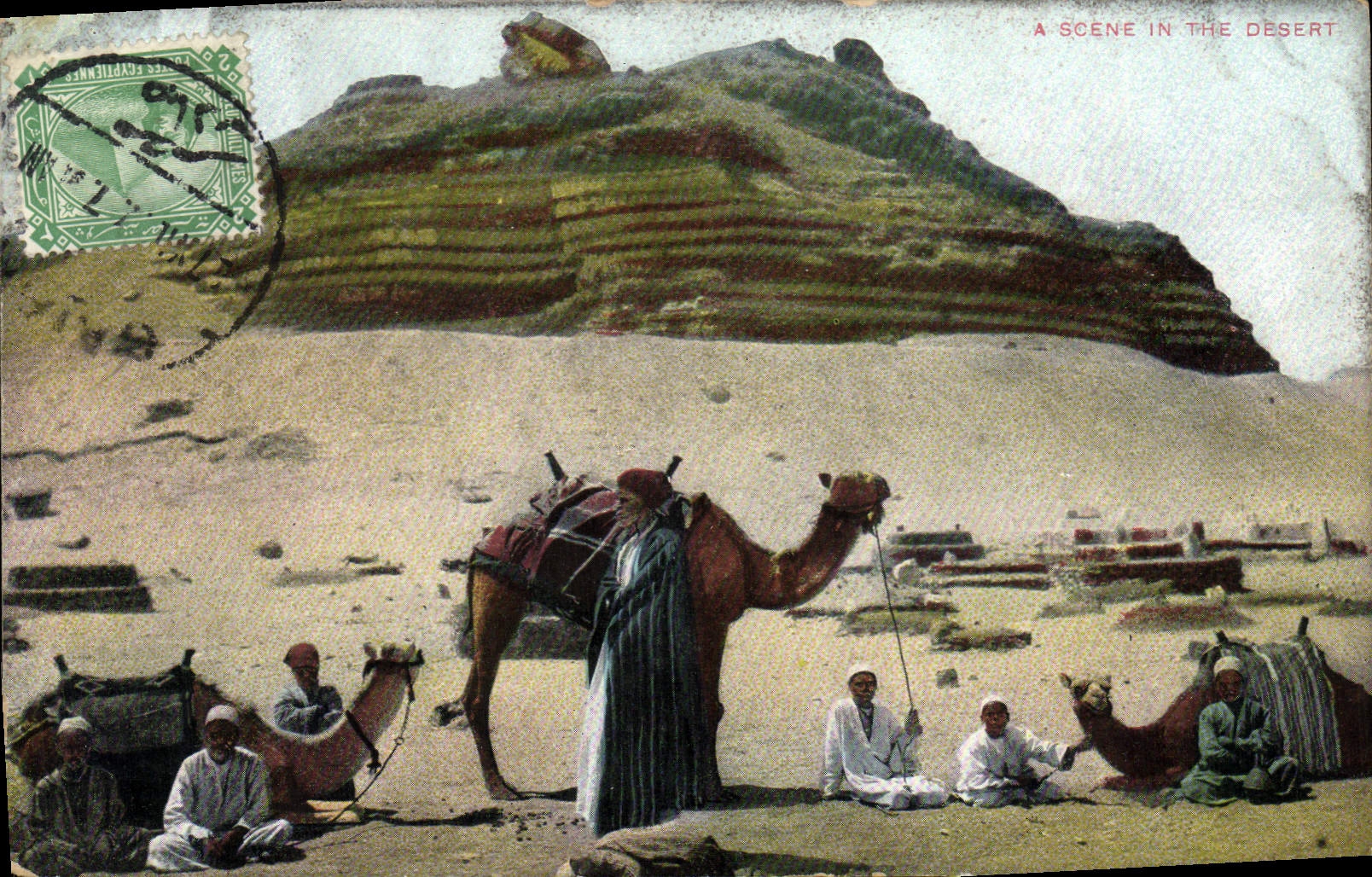CPA Egypte Egypt A scene in the desert Chameaux 