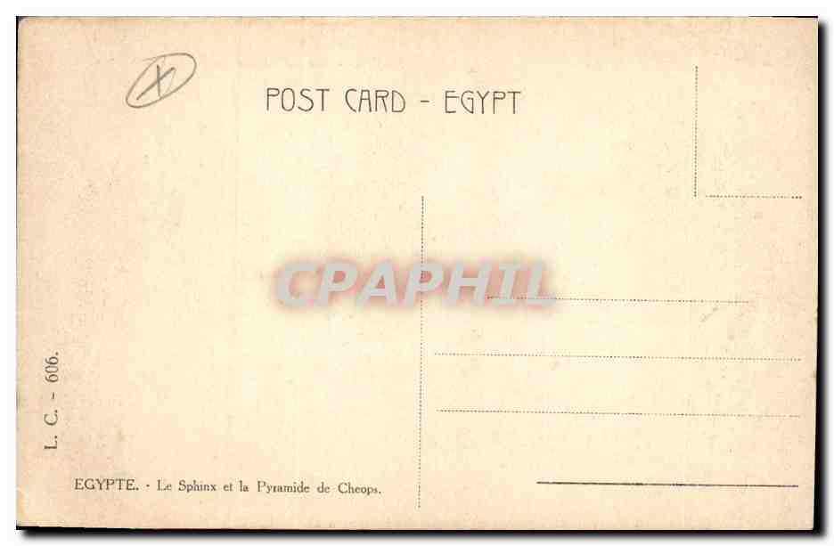 Égypte - Le Sphinx et la Pyramide de Chéops — L.C. 606 — Rückseite
