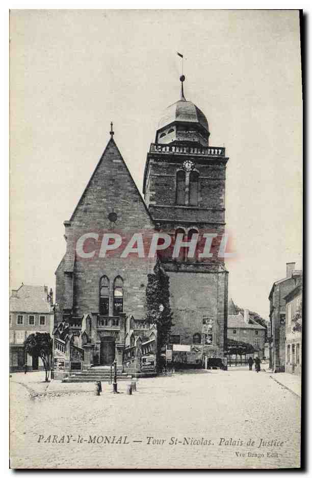 CPA Palais de justice Paray le Monial Tour St Nicolas 