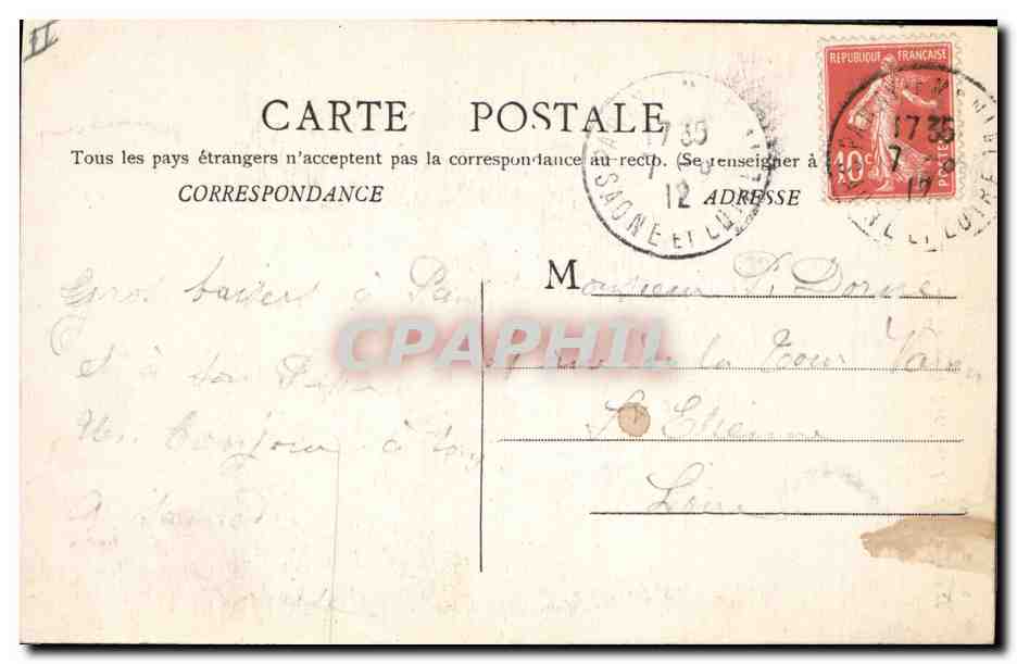 CPA Palais de justice Paray le Monial Tour St Nicolas  — Verso