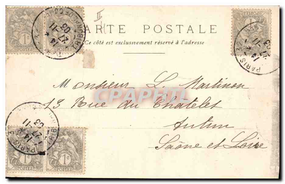 CPA Palais de justice Paris Tribunal du commerce et la Conciergerie — Verso