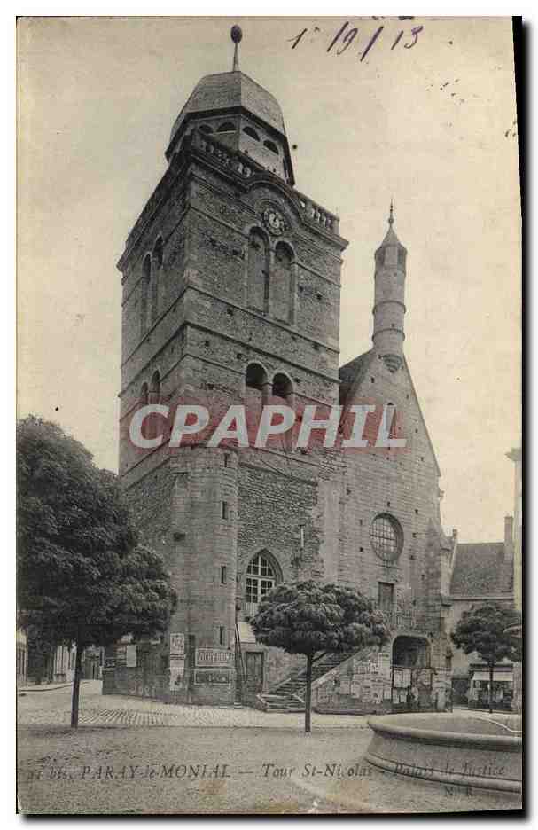CPA Palais de justice Paray le Monial Tour Saint Nicolas 