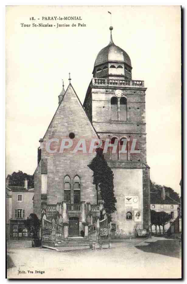 CPA Palais de justice Paray le Monial Tour Saint Nicolas Justice de Paix