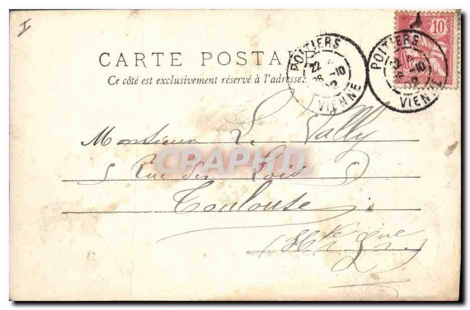 CPA Palais de justice et Tour Monbergeon Poitiers  — Verso