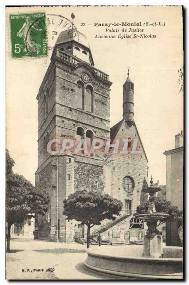 CPA Palais de justice Paray le Monial Ancienne Eglise Saint Nicolas 