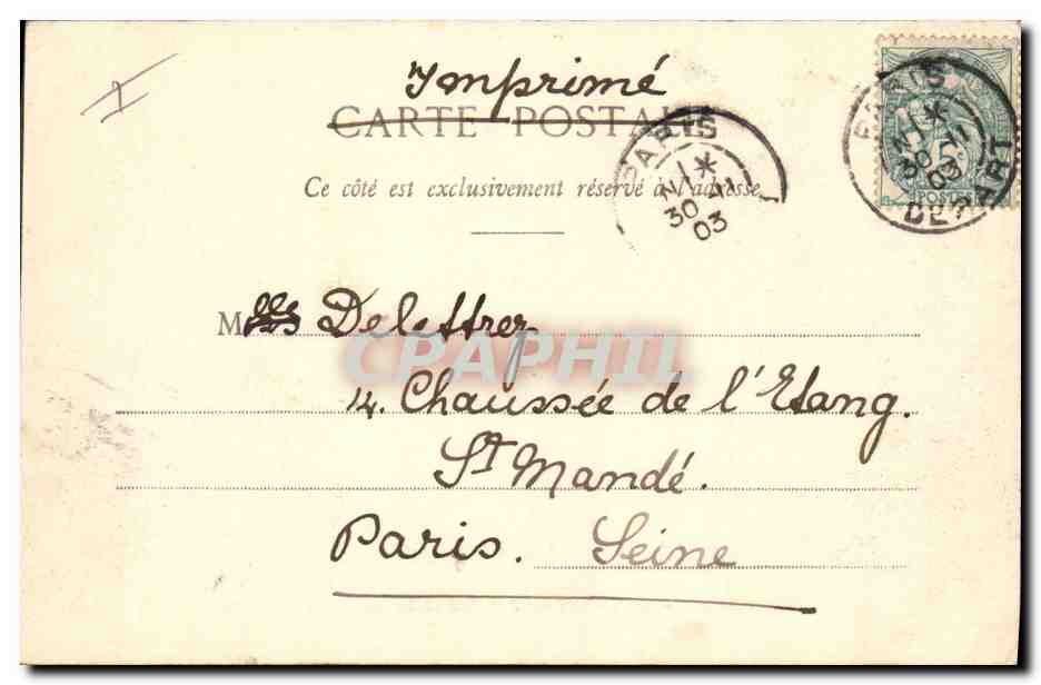CPA Palais de justice et la Sainte Chapelle Paris  — Verso
