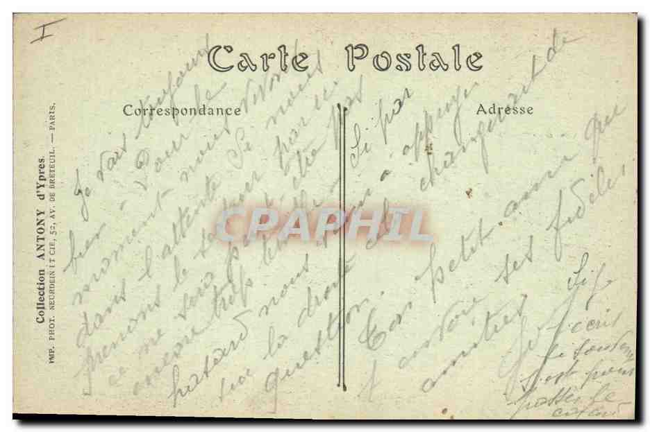 Ypres — Église Saint-Pierre avant et après le bombardement — Collection Interbeu, N° 171214-124 — Rückseite