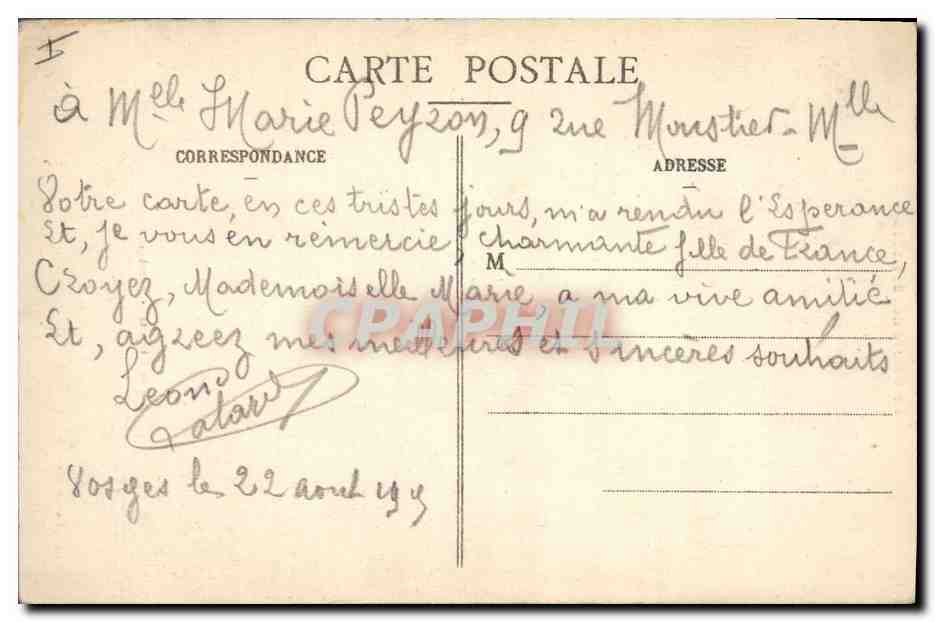 La Guerre de 1914-1915 — A la Chipote. - Tombes — E. Mamet, Rambervillers — Rückseite