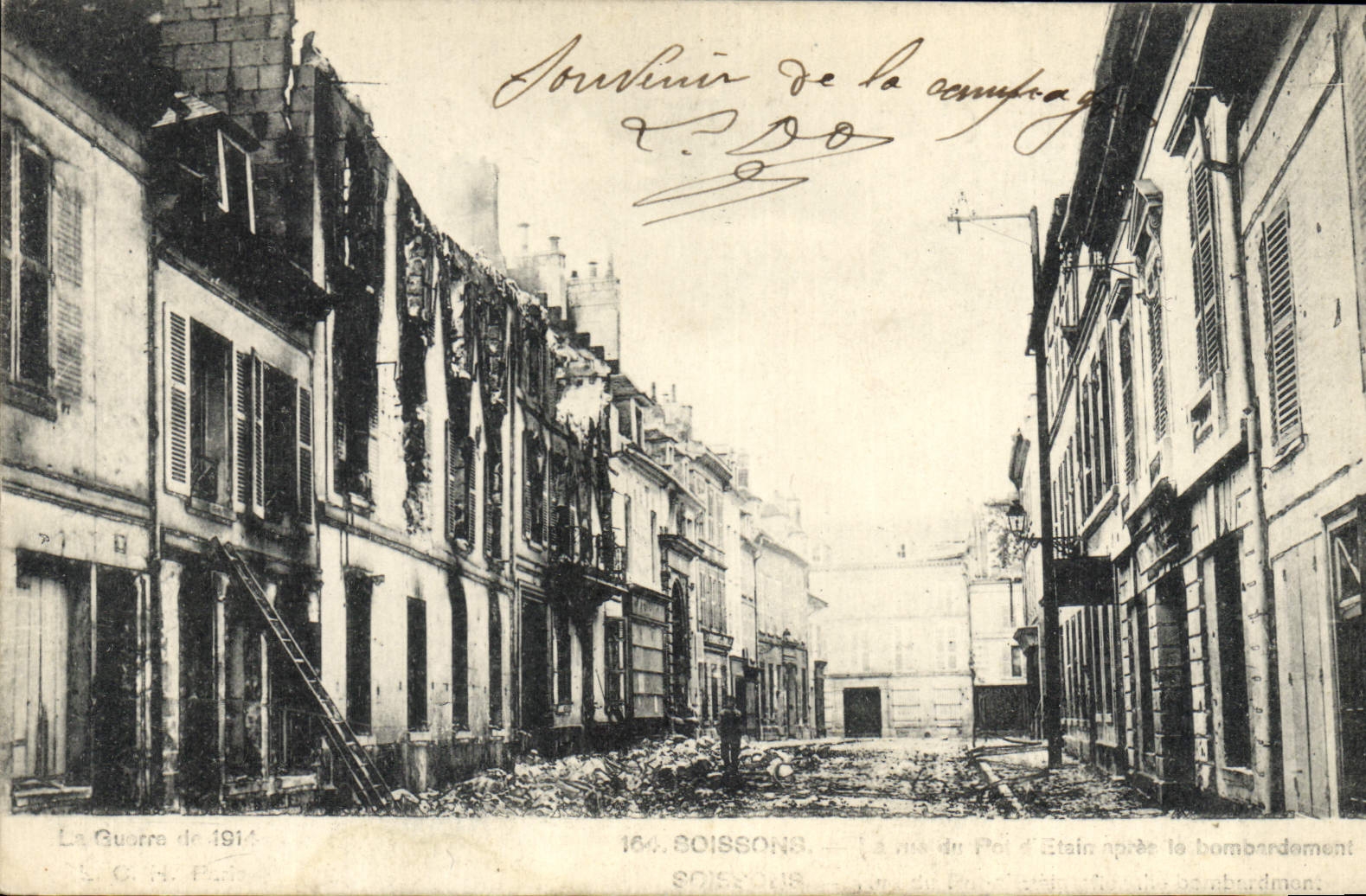 Soissons — Rue du Poil d’Étain après le bombardement — L.C. N. P.A.