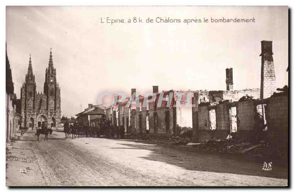 L'Épine, à 8 k. de Châlons après le bombardement — Galerie Patriotique N° 88, éditeur J.N. Paris