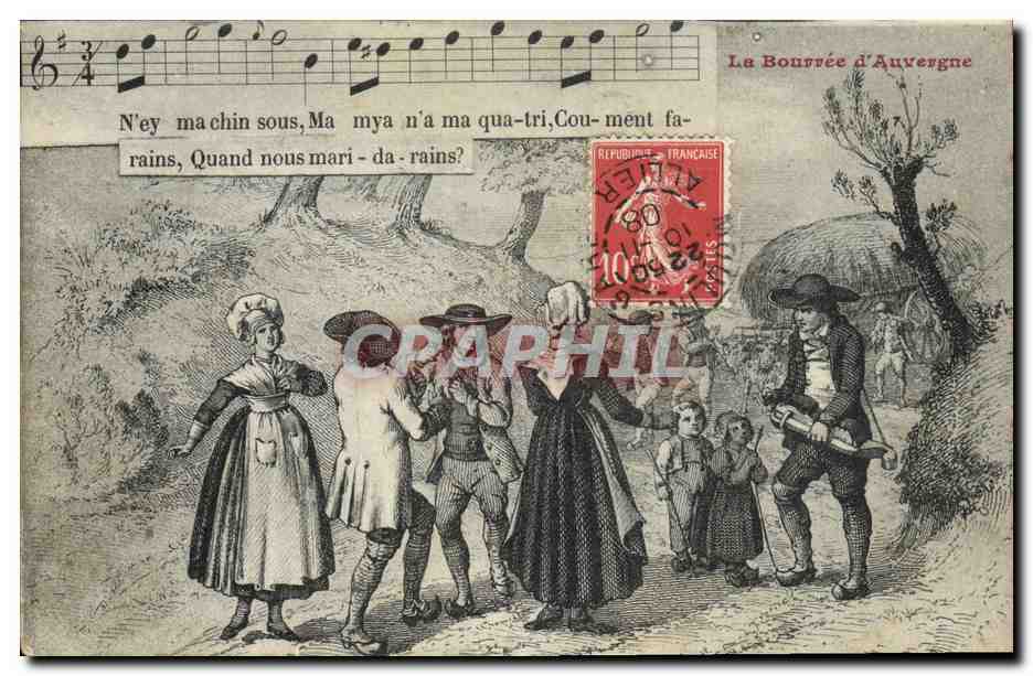 CPA Folklore La Bourree d'Auvergne 