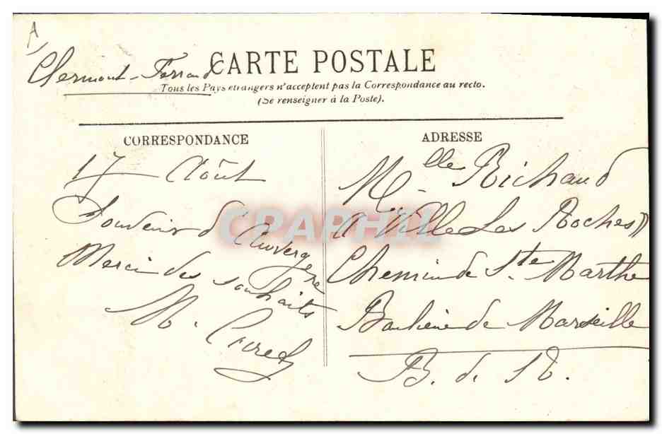 CPA Folklore La Bourree d'Auvergne  — Verso