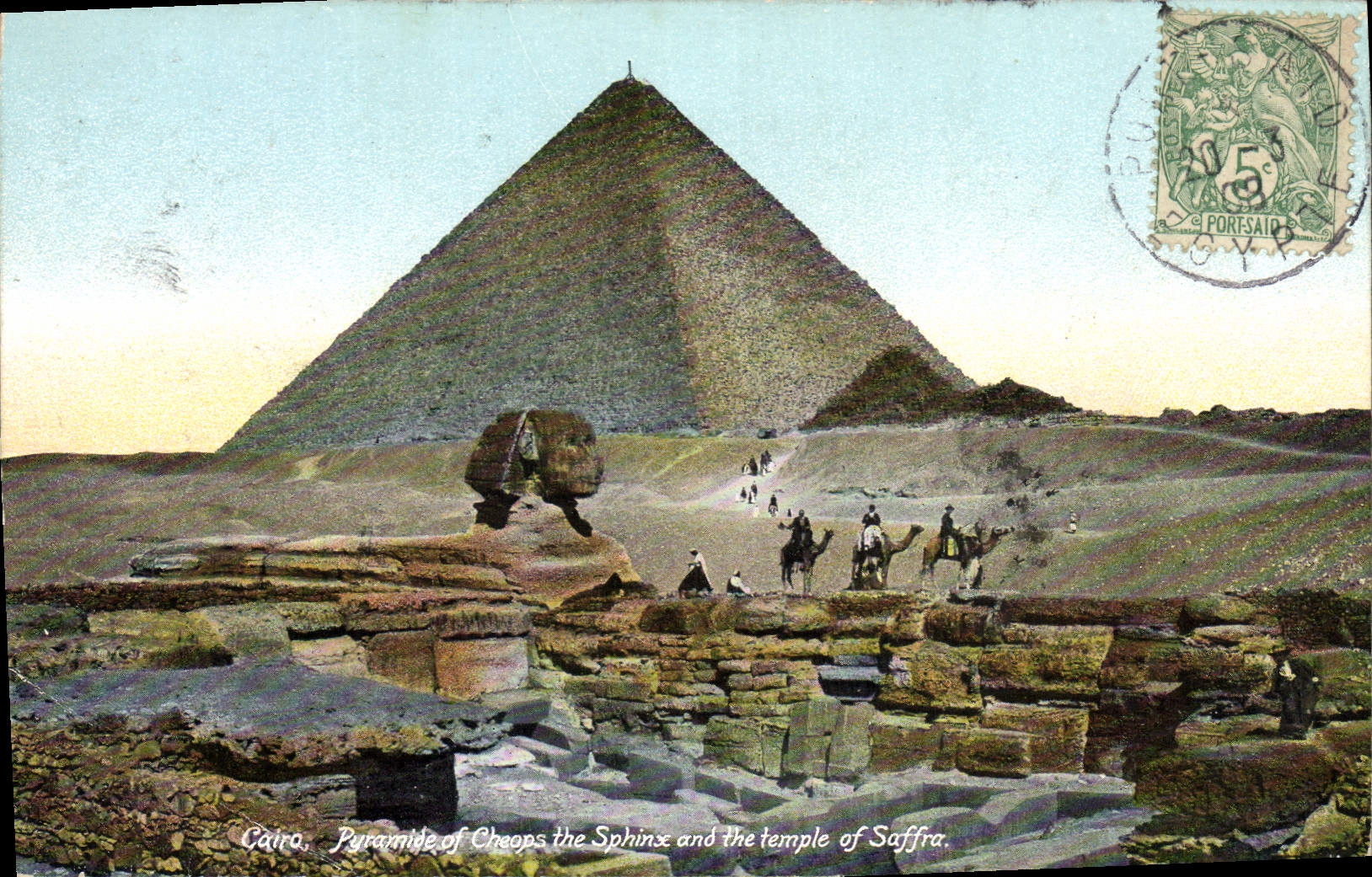Cairo — Pyramide de Chéops, le Sphinx et le temple de Saffra — Ephthionios Frères, Port-Saïd