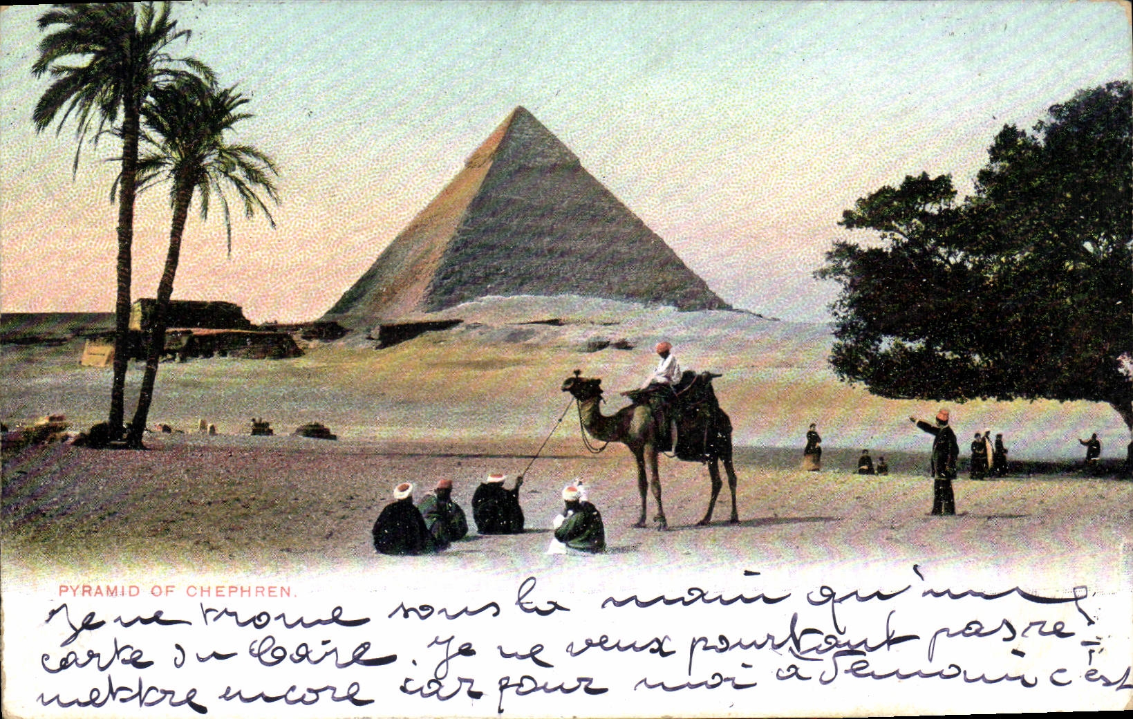 CPA Egypte Egypt Pyramid of Chephren Chameau  