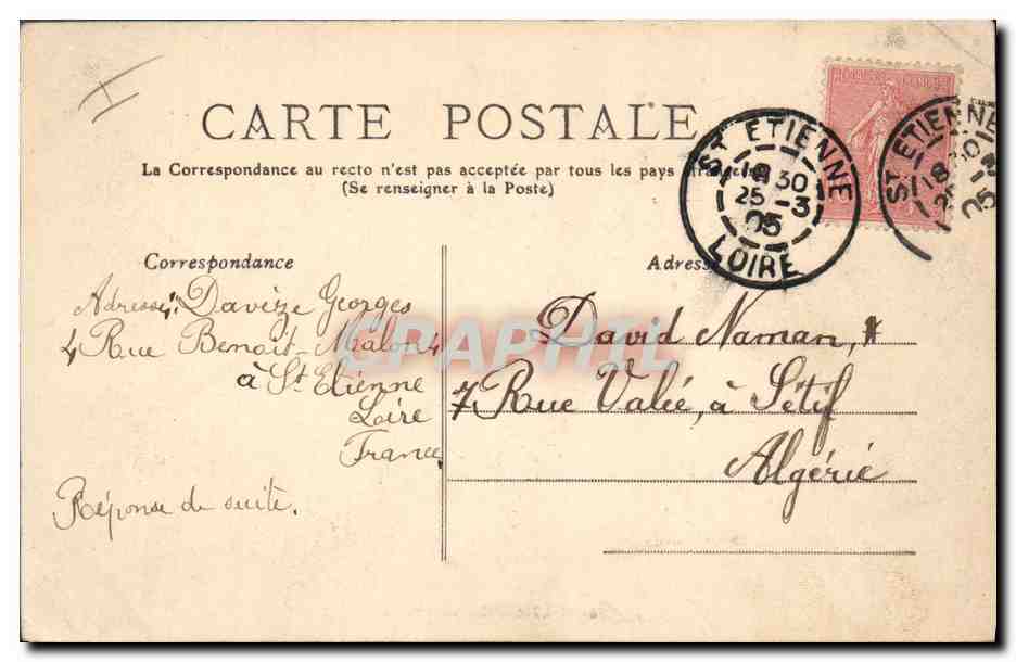 CPA Prefecture Saint Etienne — Verso
