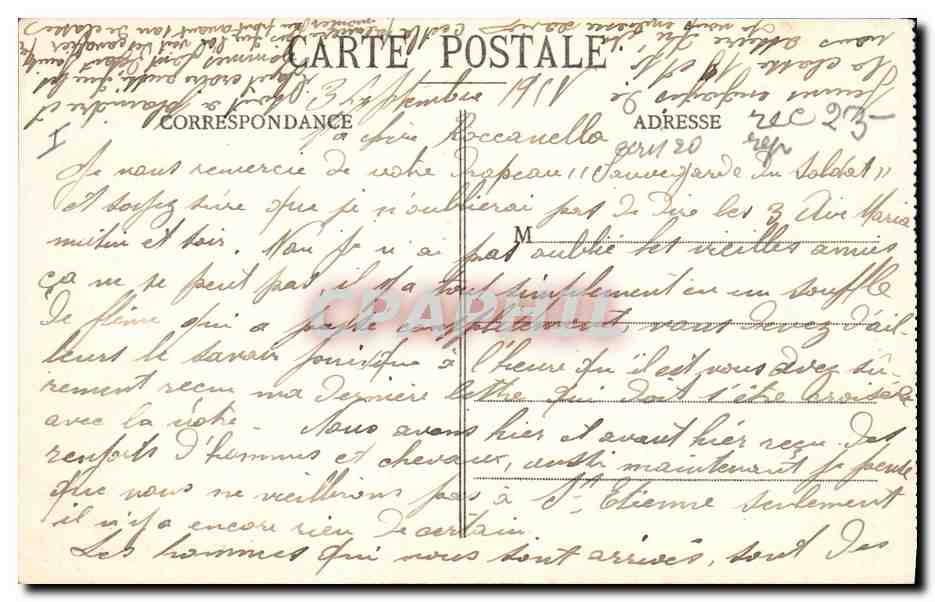 CPA Prefecture Saint Etienne Place Marengo Automobile — Verso