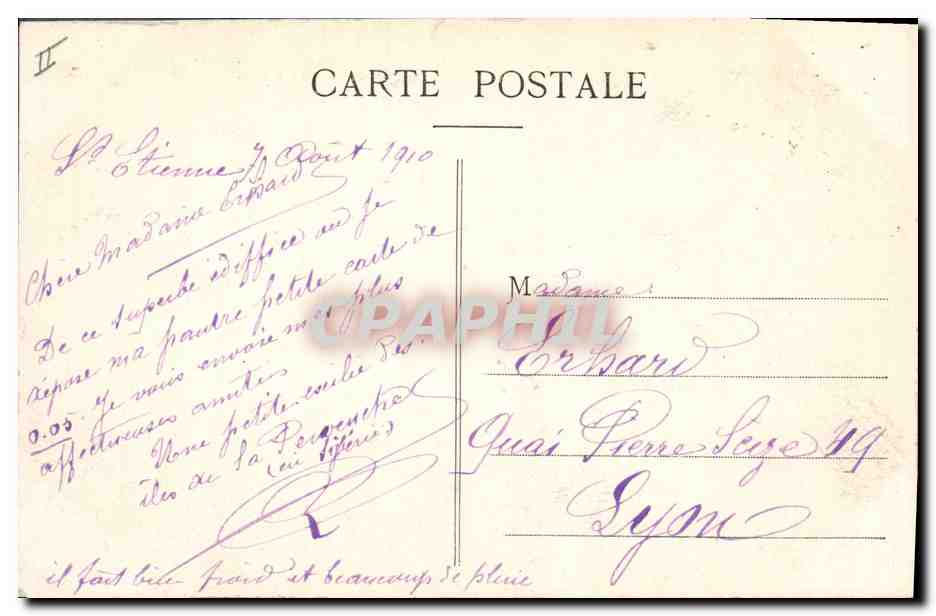 CPA Prefecture et Hotel des Postes Saint Etienne — Verso